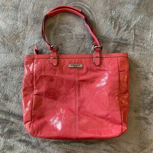Coach Gallery Monogrammed Patent PINK Tote Handbag Purse